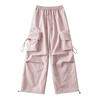 YPFF moda para mujer nuevo estilo europeo y americano chica hot overol deportivo de bolsillo grande pantalones rectos sueltos casuales con cordón