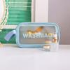 Bolsa de cosméticos transparente de PU, bolsa de lavado, bolsa de baño de PVC de gran capacidad, bolsa de almacenamiento impermeable y esmerilada, bolsa de almacenamiento, bolsa de archivo