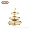 Rack de Sobremesa de Aço Inoxidável de Luxo Leve Nórdico Prato de Frutas Multicamadas Dourado Rack para Bolo Rack de Exibição Suporte para Chá da Tarde
