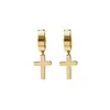 Pendientes de Acero Inoxidable con Forma de Cruz Nuevos de Moda Europeos y Americanos Personalizados Estilo Punk Rock para Hombres y Mujeres Clips para Orejas sin Perforación