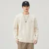 Suéter de Punto Rayado para Hombre, Otoño/Invierno 2025 Nuevo de Moda Simple Versátil Holgado Cuello Redondo Moda Pulóver Superior
