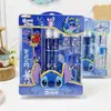 Set de Artículos Escolares Periféricos de Animación de Dibujos Animados, Set de Papelería Infantil, Caja de Regalo, Portalápices de Stitch, Combinación de Platos Triangulares