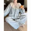 Pijama para Mujer 2026 para Primavera y Otoño, Pijama Dulce con Cuello Grande y Ribete de Encaje, Conjunto de Ropa de Casa para Mujer, Se Puede Usar Afuera