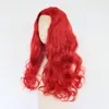 Estilo caliente transfronterizo peluca roja fibra sintética encaje frontal cabello largo rizado gorra de peluca de moda fábrica stock