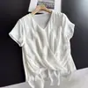 2026 Diseño de Seda Conjunto de Dos Piezas Camiseta de Manga Corta Elegante Blusa Fina de Seda Venta al por Mayor H02AT521