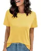 Camiseta de manga corta de venta caliente TK en Amazon europeo y americano transfronterizo, top casual fino de verano con cuello redondo, top liso adelgazante