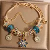 Nova Pulseira de Cristal Azul Estilo Chinês Panjia para Mulheres, Luxo Acessível de Nicho, Pulseira com Pingente de Flor Estrela Exquisita e de Alta Qualidade