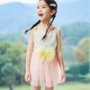 Traje de baño infantil con lazo, juguetón, lindo, tirantes tipo tirantes, falda de gasa, trajes de baño para niñas pequeñas y medianas, trajes de baño para playa y aguas termales, venta al por mayor