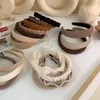Diadema Color Café Té con Leche, Diadema de Esponja a la Moda, Pasador Alto Calavera, Diadema Retorcida con Perlas Juvenil, Accesorios para el Cabello Japoneses y Coreanos