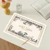 Mantel Retro Cuadros Estilo Crema, Impermeable y Resistente al Aceite No Lavable, Posavasos para Mesa de Cocina, Mantel Individual de Cuero para Mesa de Comedor