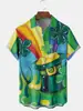 Camisa Criativa Elemento Cruzado Nova 2025 Estampa Digital 3D Camisa Tendência Solta de Manga Curta Top Masculino