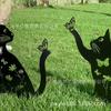 En Stock Cruce de Fronteras Metal Jardín Hueco Gato y Perro Adornos Creativo Paisaje Decoración Artesanía de Hierro Estacas de Jardín