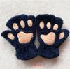 Guantes de Invierno de Medio Dedo para Mujer Gato Dibujo Animado Pata de Oso Estudiante Exposición Garra de Gato Felpa Gruesa Cuello Guantes Cálidos