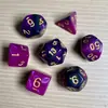 Juego de Dados Poliedros D&D con Patrón de Mármol, Color Mixto Transparente D4D6D8D10D12D20 Caras, Coc, Juego de Mesa, Juego de Siete Piezas