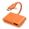 Lector de tarjetas OTG, adaptador tres en uno para teléfono móvil, tableta, ordenador, conexión tipo C a USB, convertidor SD TF