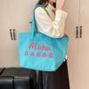 Bolsa de Lona Estilo Coreano Nova Grande Capacidade Ombro Único Bolsa Tote com Letras Ins Simples Casual Roupa de Trabalho Sacola de Compras Bolsa Feminina