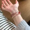 Lleno de Energía Dulce y Fresco Pulsera de Cristal de Fresa Piedra Natural, Pulsera Versátil de Agua Dulce, Pulsera Rosa