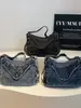 Bolso de hombro casual y de moda con remaches estilo coreano 2026, bolso de mezclilla diario para mujer