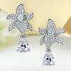 Pendientes de gota de agua grandes con microincrustaciones de diamantes y flores para mujer, elegantes y de lujo, regalo de celebridades en línea