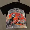 Comércio Exterior Transfronteiriço Atacado Nova Marca Tendência Estilo Americano Camiseta 280g de Manga Curta para Homens e Mulheres com Strass Estampado, Caimento Solto Manga Meia