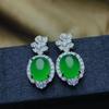 Brincos, Brincos de Calcedônia Cristal de Gelo, Brincos com Pedra Preciosa Inlaid em Agulha de Prata 925, Joias, Fabricante de Joias de Prata Dropshipping