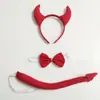 Diadema de Cuernos de Diablo para Halloween Nueva Moda Transfronteriza Set de Tres Piezas de Disfraz para Fiesta de Festival de Niñas Diadema de Orejas de Vaca