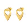 Pendientes de acero de titanio de oro de 18 quilates diseño original gota de agua curvada corazón hueco pendientes de personalidad de moda E231490