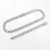 Colar Cuban Link Coração de Picolé, Corrente Cubana Hip-Hop Transfronteiriça Europeia e Americana Cheia de Diamantes 10MM, Corrente Cubana de Design de Nicho de Luxo Leve