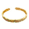 Pulseira Aberta Floral Esmaltada do Mesmo Estilo da Loja de Ouro, Modelo Feminino, Cor Duradoura, Novo Estilo Chinês, Pulseira com Toque de Luxo