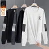 Sudadera casual forrada de polar para hombre, nuevo modelo de invierno en negro, blanco y gris, corte holgado, cuello redondo, sin cierre, manga larga, top deportivo, chaqueta