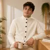 Cardigan de punto casual de moda de venta caliente transfronteriza chaqueta suéter de punto para hombre tejido directo del fabricante