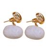 Pendientes Ovalados con Goteo de Aceite de Dos Usos Atmósfera Retro Pendientes de Gorro de Dos Usos Pequeños y Sencillos Popular en Tiktok