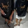 Yuran 26 Estilo Nuevo de Principios de Primavera Sensación de Piel Lino Algodón Lavado con Enzimas al Aire Camisa Oversize de Manga Corta con Estampado de Leopardo Retro