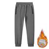 Pantalones deportivos de invierno para hombre, pantalones casuales de algodón grueso con forro polar, pantalones de punto de color liso para hombre, pantalones de chándal holgados para hombre