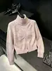 Textura de lana lujosa, textura tejida a medida, diseño de hilo extragrande, cárdigan de punto con cremallera, nuevo estilo otoño e invierno para mujer