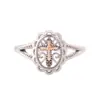 Anillo de Encaje Hueco Tridimensional con Forma de Cruz Blanco K+ Oro Rosa de Venta Caliente Transfronterizo para Mujeres, Anillo de Estilo Retro Versátil Personalizado