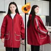 Roupas de Trabalho com Forro de Lã para Outono e Inverno, Macacões Impermeáveis, Forrados com Lã para Homens e Mulheres, Espessados, Anti-Mancha, à Prova de Óleo, Avental de Cozinha, Mangas Longas