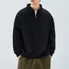 Moletom Retro Americano com Zíper Meio e Gola Alta Pesado Solto Top para Casal Manga Longa Masculina Cor Sólida Roupa Esportiva Tendência
