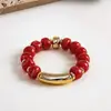 Pulsera elástica de cuentas acrílicas transfronteriza europea y americana, pulsera de moda estilo festivo, joyería de lujo ligero de alta gama para mujer al por mayor