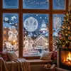 Adesivos de Janela de Natal Russo e Ano Novo Ozon Menina da Neve e Velho no Tempo Frio Adesivos Estáticos de Natal Sem Costura