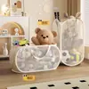 Cesta para Ropa Sucia Cesta de Almacenamiento para Ropa Sucia Malla de Nylon Dormitorio Hogar Ropa Dormitorio Plegable Doble Asa Cesta para Ropa Sucia