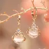 Pendientes de Cerradura de Longevidad Rojos Elegantes de Moda Estilo Chino de Gama Alta Pendientes Festivos de Nuevo Estilo Chino Pendientes de Diseño de Nicho
