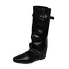 Fivela de cinto feminina, botas de cavaleiro, nova coleção outono/inverno 2026, versátil, elegante, de perna larga, com sola grossa, botas longas