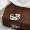 Anillo de plata esterlina 925 de textura irregular de doble capa para mujer, estilo simple y frío, temperamento INS, diseño abierto, plata lisa, personalidad