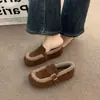 Mocasines retro esmerilados estilo bosque con felpa 2026 modernos de otoño e invierno cálidos sin cordones abuela suela suave Zapatos de algodón Birkenstock