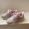 Zapatos Infantiles de Otoño con Pedrería Plateada para Niños de 3-6-12 Años, Zapatillas Deportivas para Niñas, Zapatos de Papá, Zapatos de Malla Transpirable para Niñas