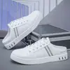 Pantuflas Zapatos de Hombre Verano Hombre talla grande Zapatos Blancos Slip-on Casuales Zapatillas de Lona Perezosas de Un Paso Sin Tacón Zapatos de Hombre