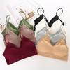 Chaleco corto con tirantes para mujer, ropa interior sexy con espalda descubierta y pecho pequeño, ligero y anti-correr, con almohadilla para el pecho, top deportivo tipo tubo.