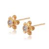 Pendientes de plata 925 transfronterizos con incrustaciones de circonitas y flores, accesorios de joyería DIY, venta al por mayor