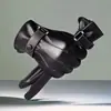 Guantes de cuero para hombre de otoño e invierno, de PU, con pantalla táctil, impermeables, resistentes al viento, cálidos, con forro polar para adultos, para conducir al aire libre.